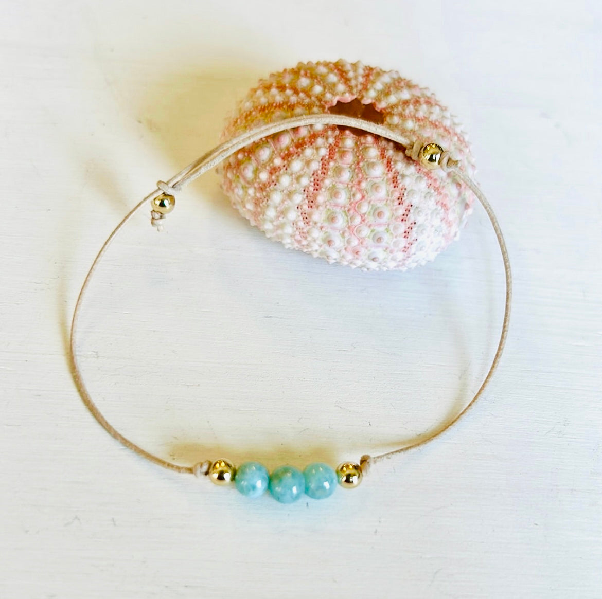 Larimar leather bracelet